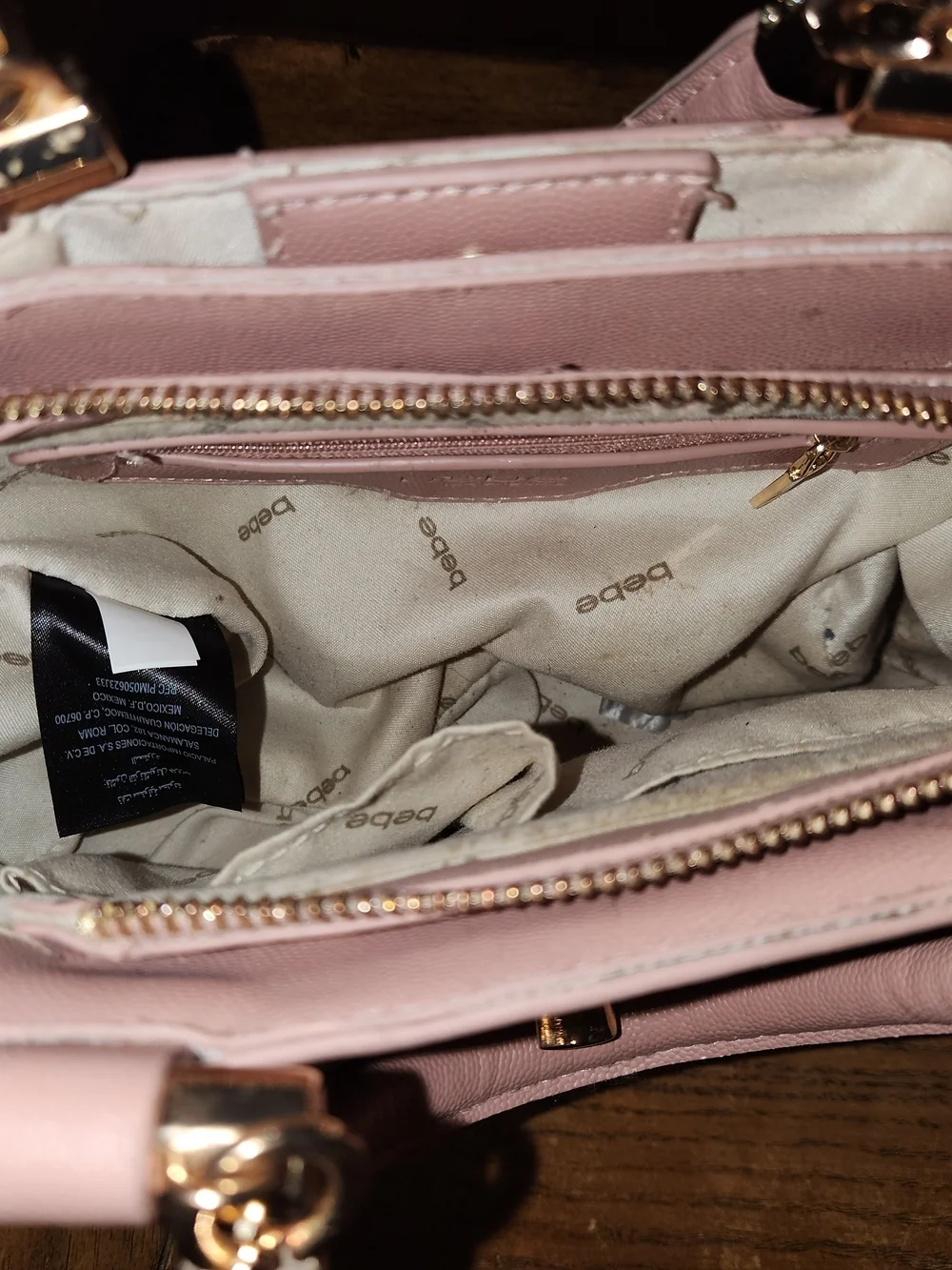 bebe Quilted Blush Pink Satchel with Gold Hardware